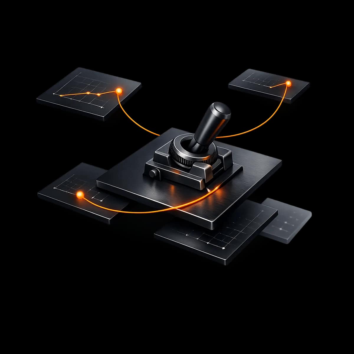 A precision switch lever with one orange path indicating controlled go-live cutover