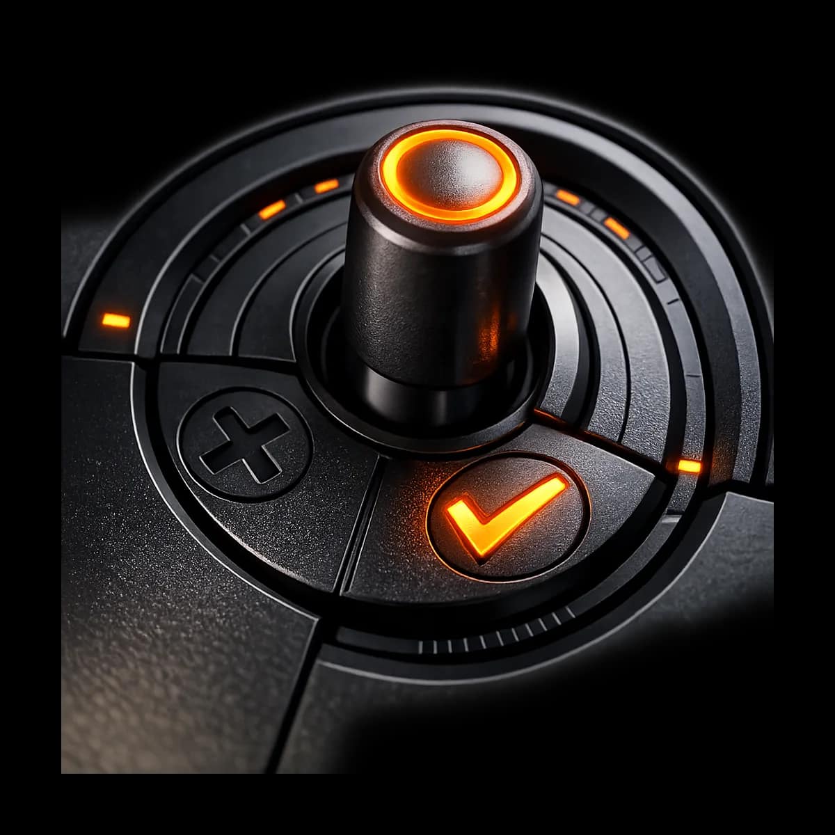 A premium dark graphite 3D gyroscope with a single Gymizen-orange orbit path suggesting a steady operating rhythm