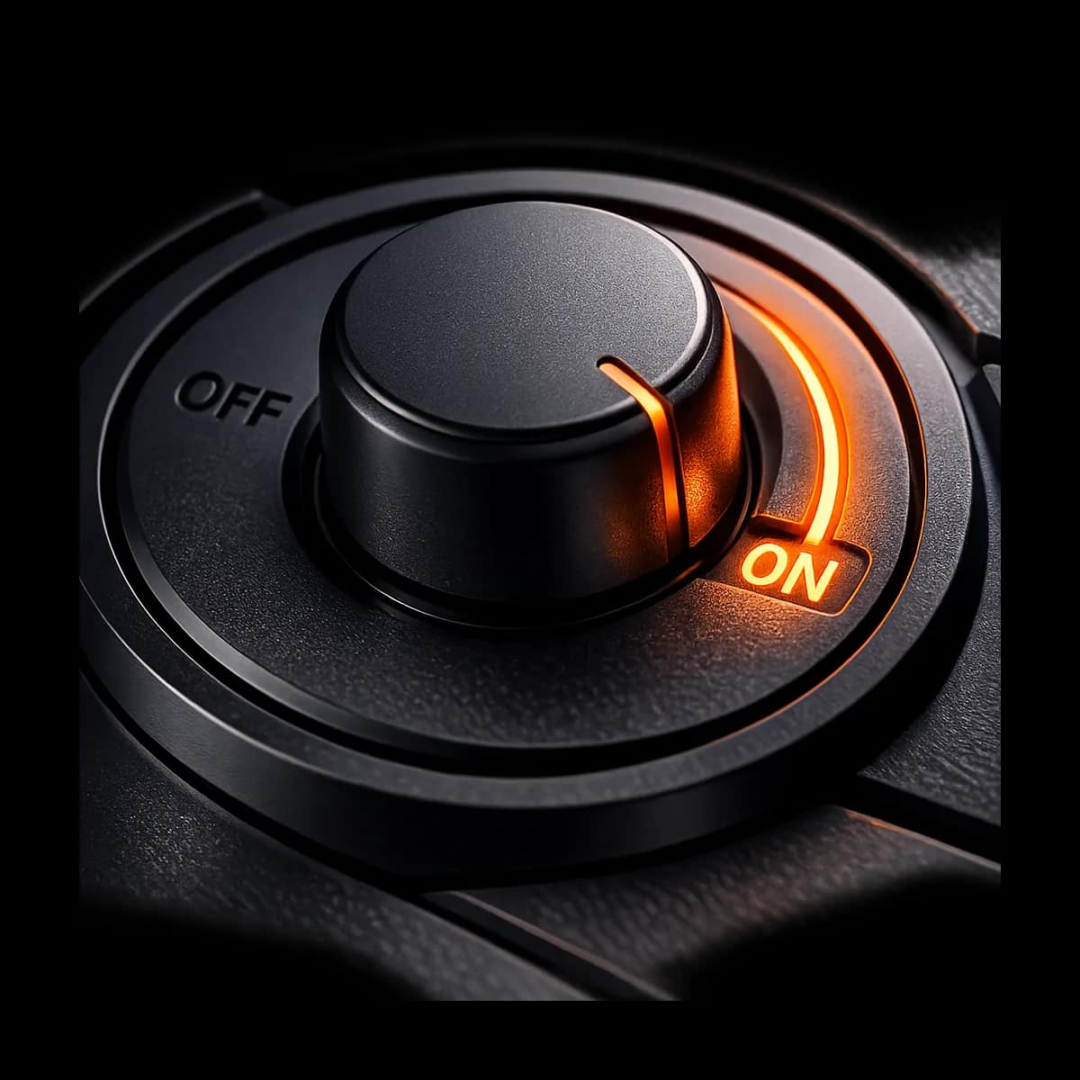 A premium dark graphite keyring with three keys and a single Gymizen-orange key path, representing role-based permissions and controlled access in Gymizen.